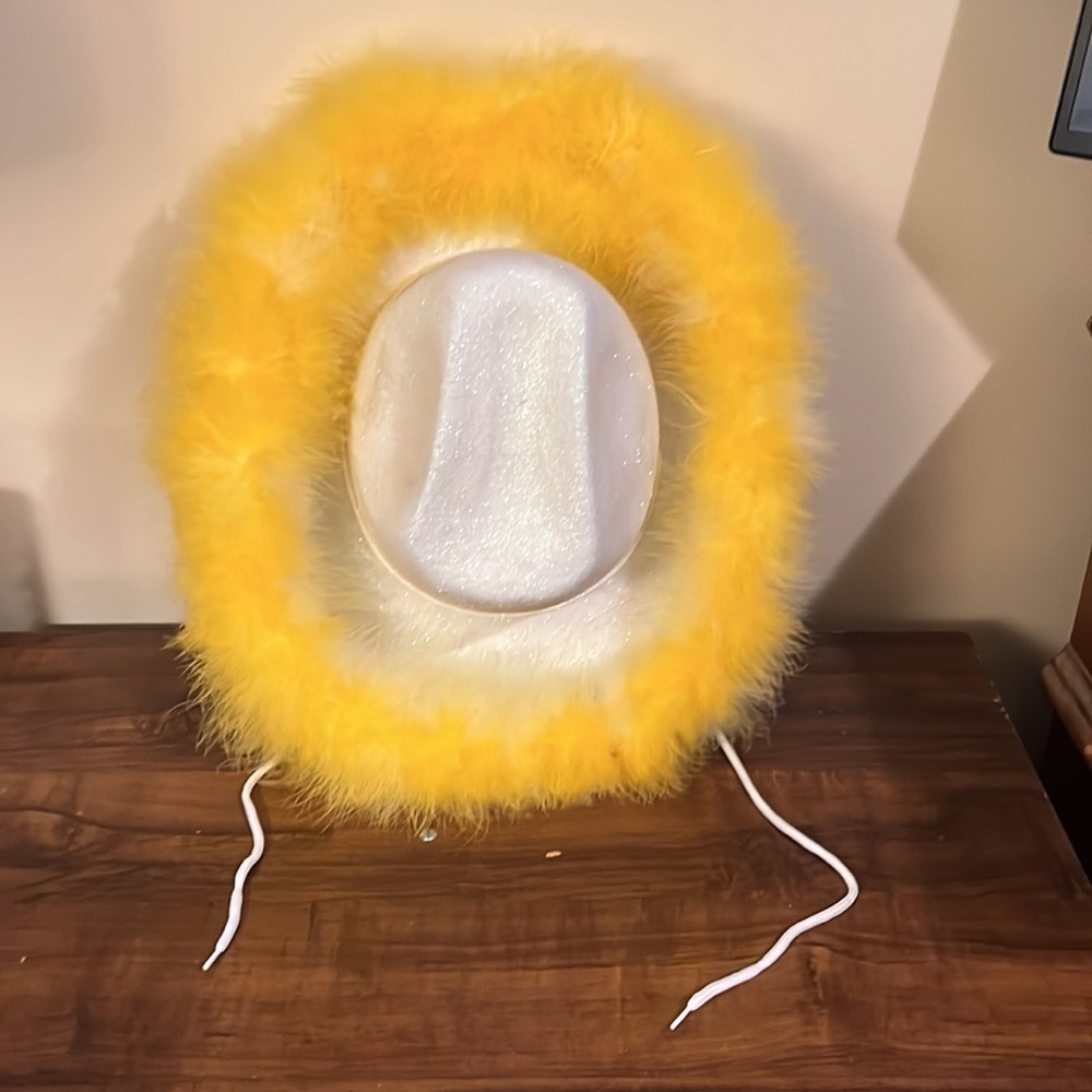 Glitter Yellow Feathers Cowboy Hat